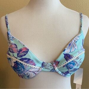 NWT Nanette Lapore Floral Underwire Bralette Bikini Top Size 10